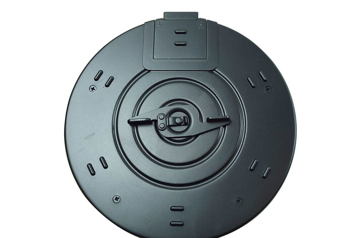 Well Thompson M1A1 electric rifle w/battery, charger, and drum magazine