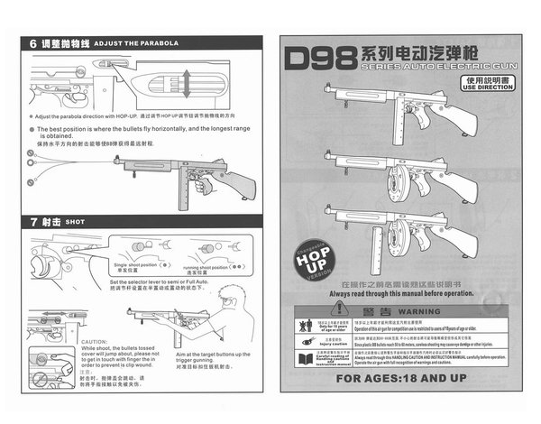 Well Well Thompson M1A1 electric rifle w/battery, charger, and drum magazine