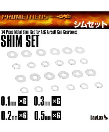 Prometheus Prometheus Shim Set for AEG Gearbox, 24 set, 6ea  (0.1mm, 0.2mm, 0.3mm, 0.5mm)