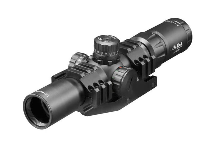 Aimsports Recon Series 1.5-4X30 Red / Green / Blue Illuminated CQB Scope, Arrow Reticle