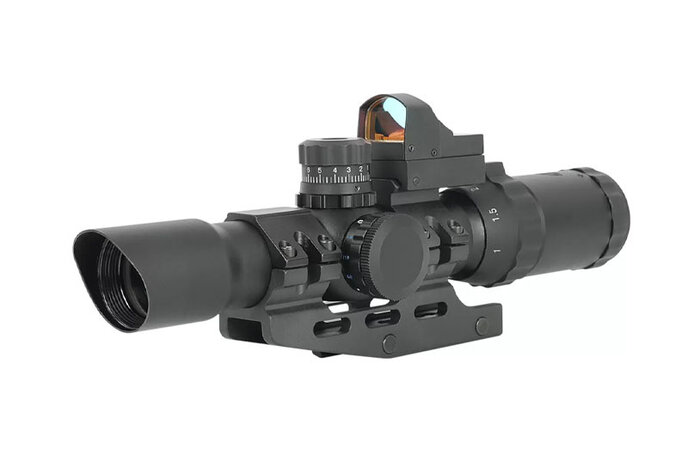 Northtac 1-4X28 combo scope, red/green/blue illumination, mil-dot reticle