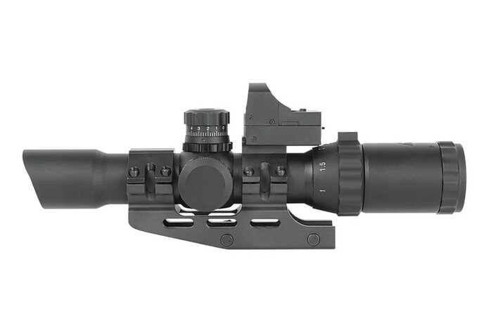 Northtac 1-4X28 combo scope, red/green/blue illumination, mil-dot reticle