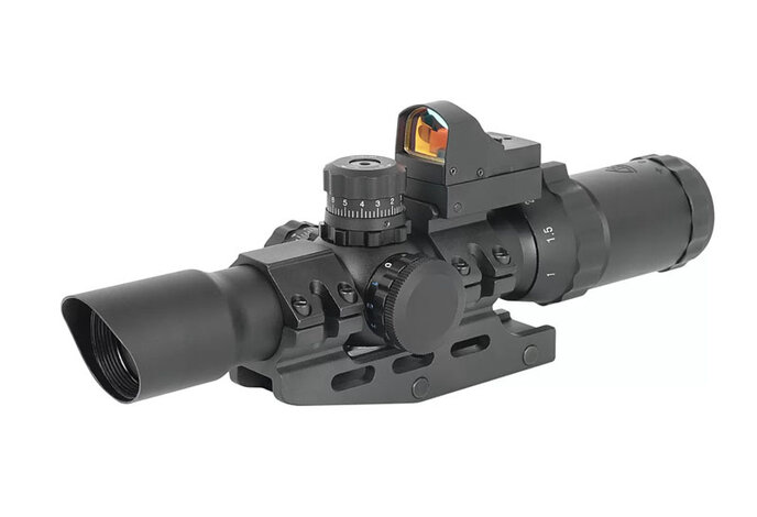 Northtac 1-4X28 combo scope, red/green/blue illumination, mil-dot reticle
