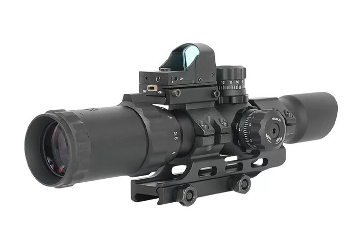 Northtac 1-4X28 combo scope, red/green/blue illumination, mil-dot reticle