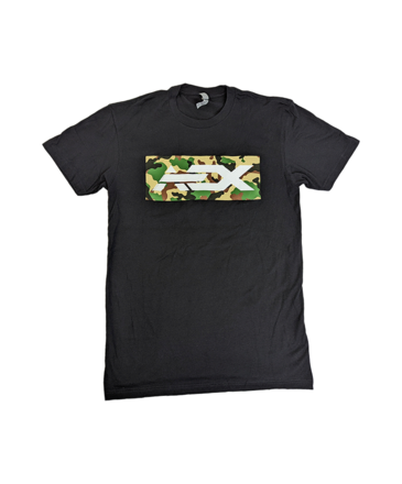 Airsoft Extreme AEX Logo T-Shirt, Black, Woodland Camo Logo