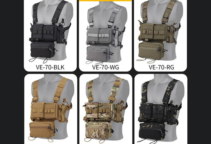Wosport MK3 Low Profile ModularTactical Chest Rig / Sub Abdominal Pouch Set
