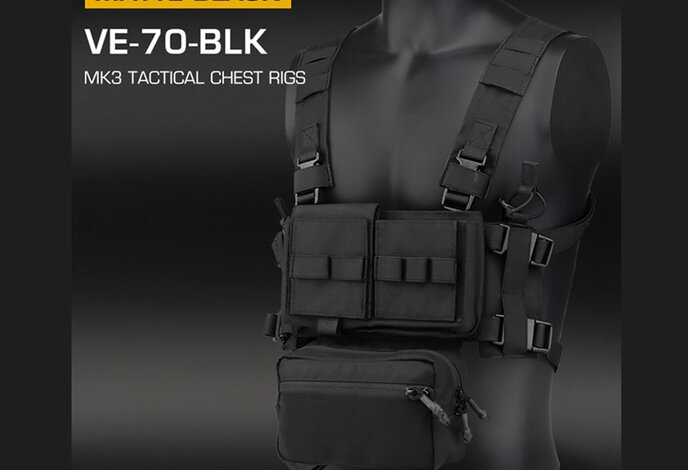 Wosport MK3 Low Profile ModularTactical Chest Rig / Sub Abdominal Pouch Set