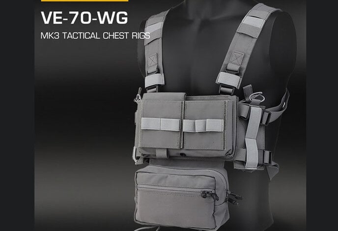 Wosport MK3 Low Profile ModularTactical Chest Rig / Sub Abdominal Pouch Set