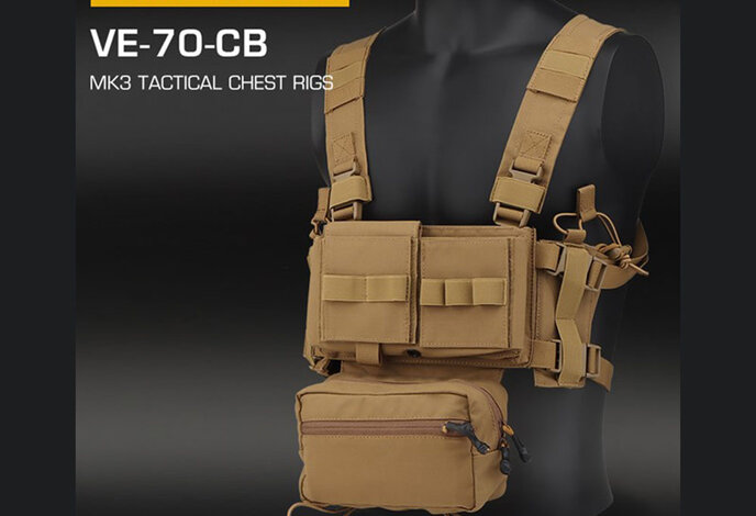 Wosport MK3 Low Profile ModularTactical Chest Rig / Sub Abdominal Pouch Set