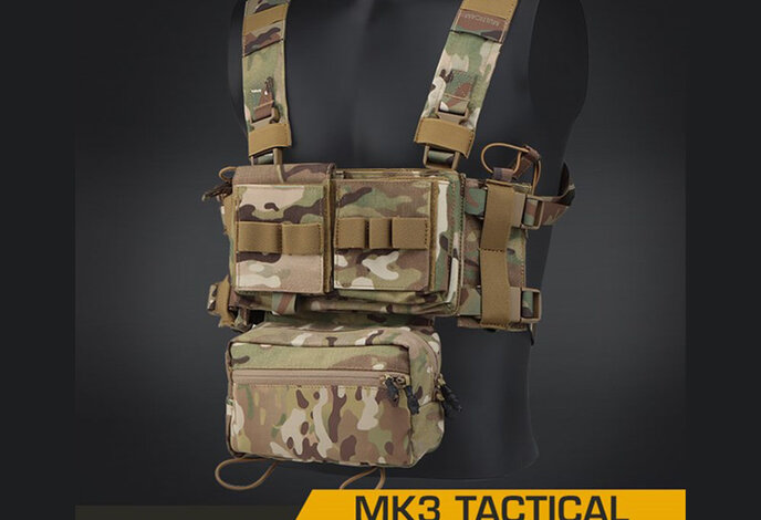Wosport MK3 Low Profile ModularTactical Chest Rig / Sub Abdominal Pouch Set