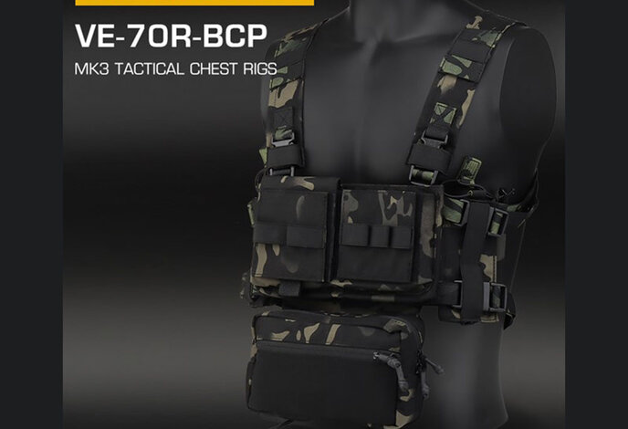 Wosport MK3 Low Profile ModularTactical Chest Rig / Sub Abdominal Pouch Set