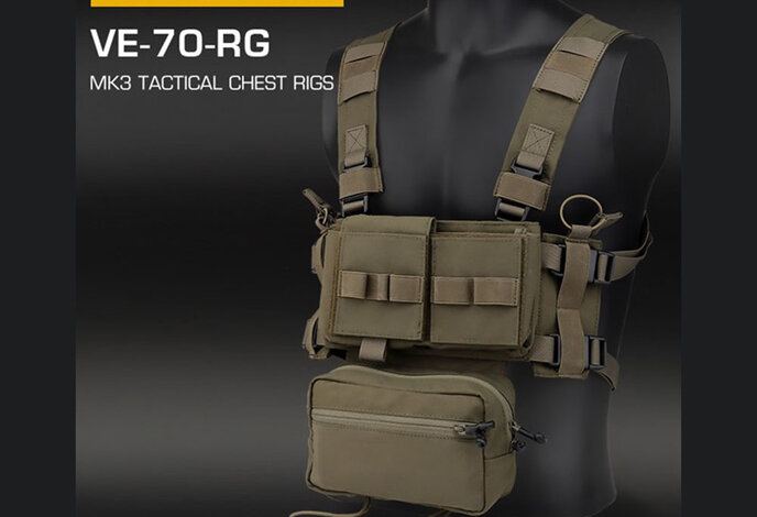 Wosport MK3 Low Profile ModularTactical Chest Rig / Sub Abdominal Pouch Set