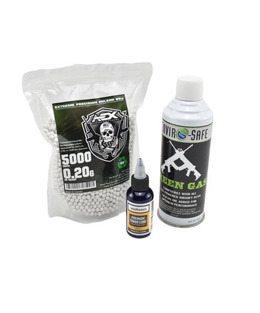 Airsoft Extreme Green Gas Pistol Beginner Package (Green Gas + Silicone Lube + AEX 0.20 BIO BBs)