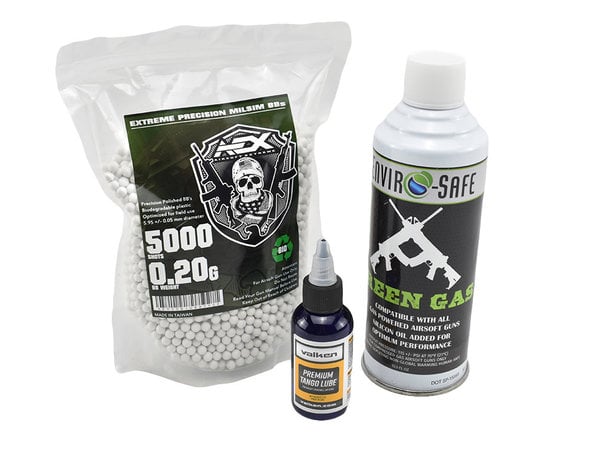 Airsoft Extreme Green Gas Pistol Beginner Package (Green Gas + Silicone Lube + AEX 0.20 BIO BBs)