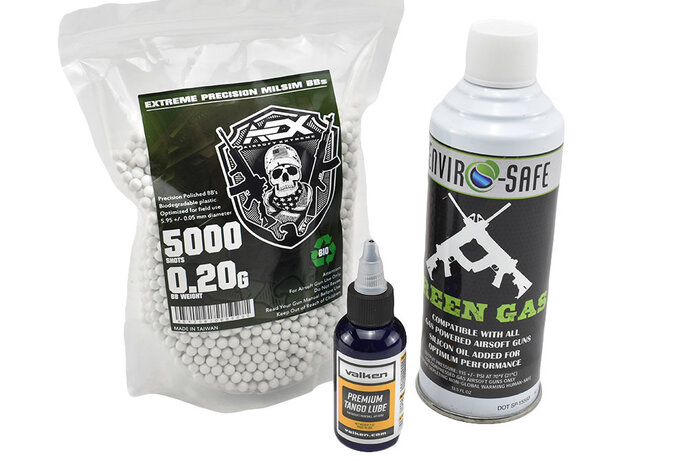 Green Gas Pistol Beginner Package (Green Gas + Silicone Lube + AEX 0.20 BIO BBs)