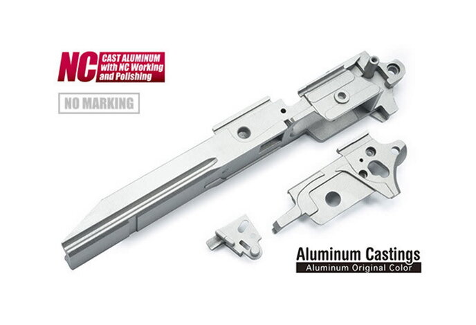 Guarder Aluminum CNC Anodized Frame for Tokyo Marui Hi Capa Gold Match (No Markings / Silver)