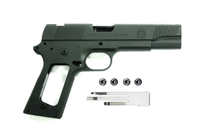 Guarder Aluminum Slide and Frame for Tokyo Marui MEU .45, TRP Markings, Black