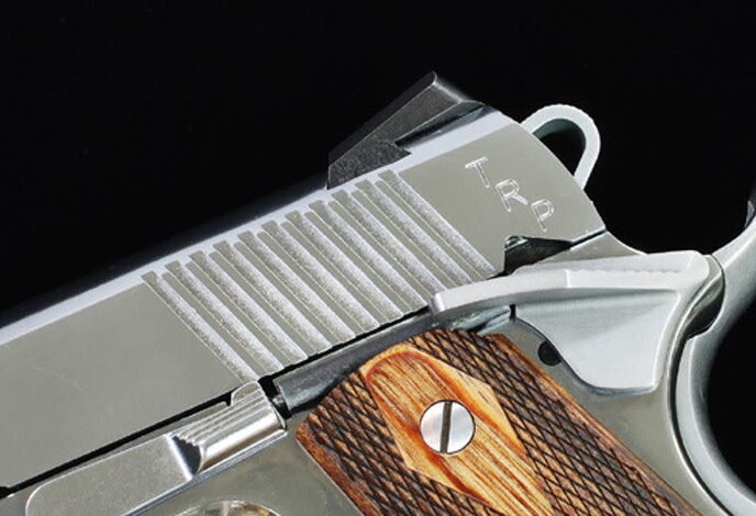 Guarder Aluminum Slide and Frame for Tokyo Marui MEU .45, TRP Markings, Electroplating Sliver