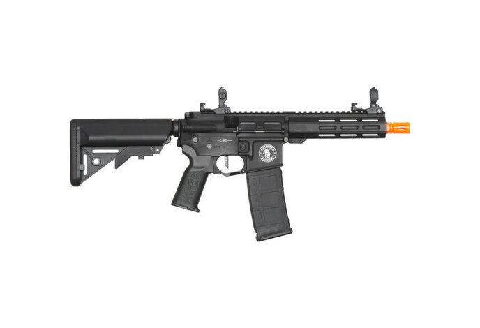 Lancer Tactical Viking GEN2 M4 Proline 7" M-LOK PDW Low FPS Metal Rifle with Crane Stock Black