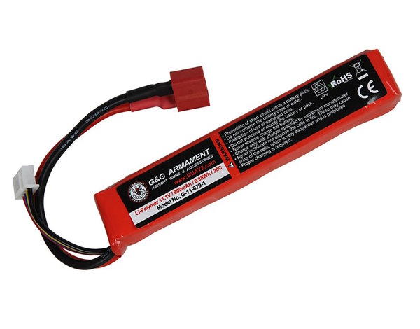 G&G G&G 11.1v 800mAh 20C Stock Tube LiPo Battery Deans