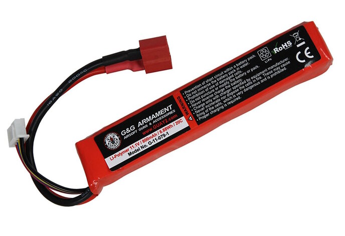 G&G 11.1v 800mAh 20C Stock Tube LiPo Battery Deans