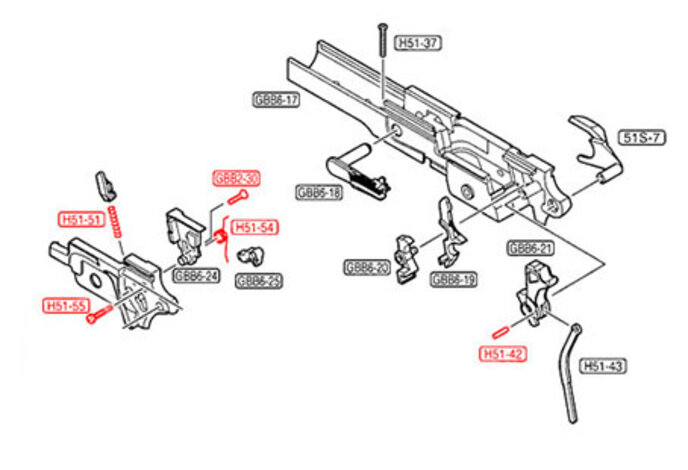 Guarder Chassis Internal Parts For Tokyo Marui Hi Capa 4.3 / 5.1