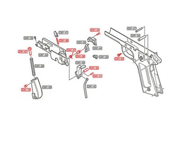 Guarder Guarder Chassis Internal Parts For Tokyo Marui M1911A1 / MEU / M45A1 / S70 / Detonics