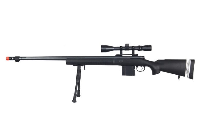 WELL MB4405 M24 Rifle w/ Scope+Bipod Black