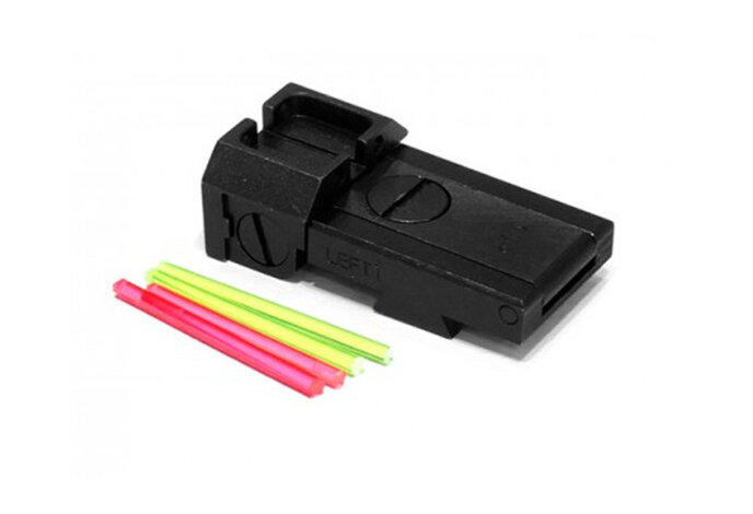 Airsoft Masterpiece Aluminum Rear Sight with Fiber for 5.1 Hi Capa - S Style - Black