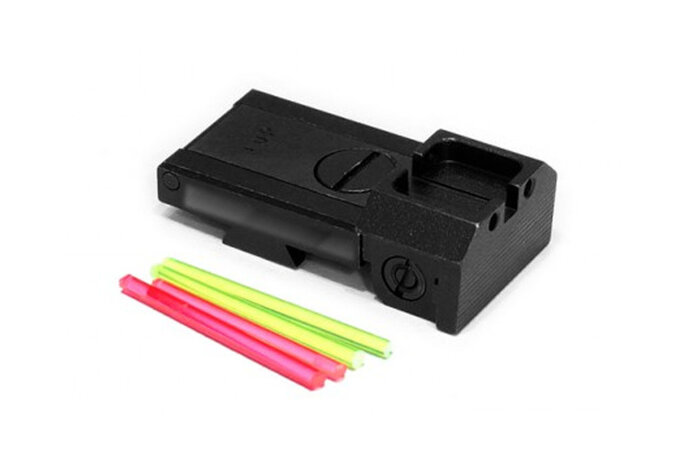 Airsoft Masterpiece Aluminum Rear Sight with Fiber for 5.1 Hi Capa - S Style - Black