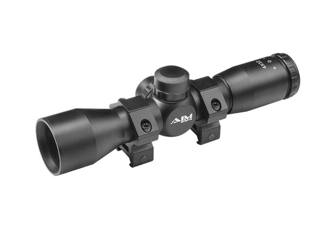 Aimsports 4X32 Compact Combat Scope with Rings & Sunshade, Mil-Dot Reticle