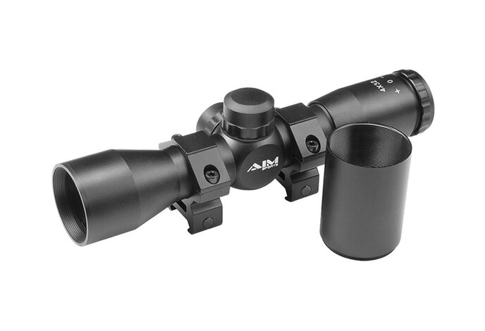 Aimsports 4X32 Compact Combat Scope with Rings & Sunshade, Mil-Dot Reticle