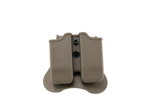 Amomax Amomax Hardshell Dbl Mag Pouch 9mm, FDE