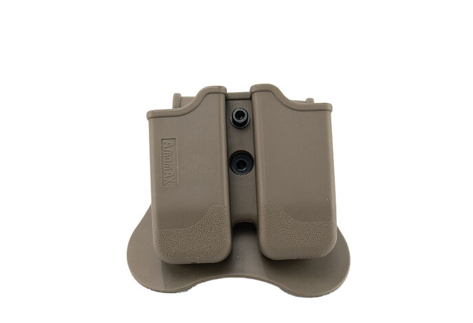 Amomax Hardshell Double Magazine Pouch for 9mm Magazines, Flat Dark Earth