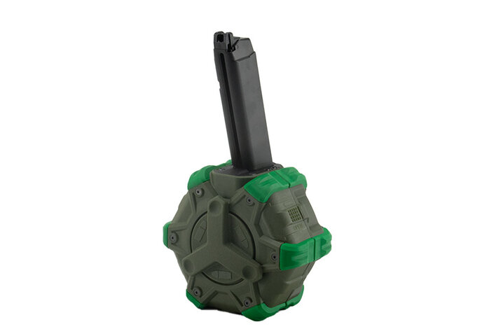WE Glock series 350 rd gas drum magazine, green