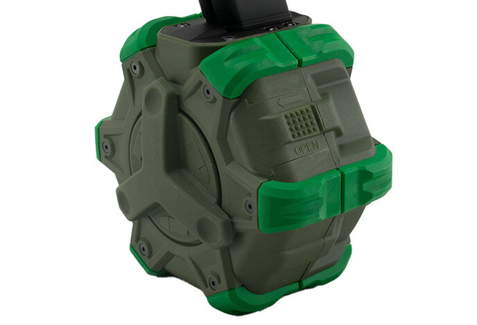 WE Glock series 350 rd gas drum magazine, green
