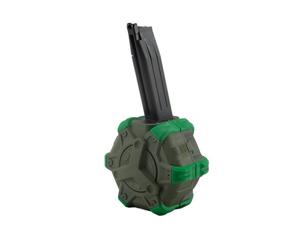 WE Tech WE Hi Capa 350 rd gas drum magazine, green