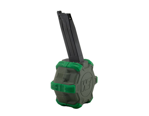 WE Tech WE Hi Capa 350 rd gas drum magazine, green