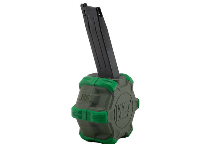 WE Hi Capa 350 rd gas drum magazine, green