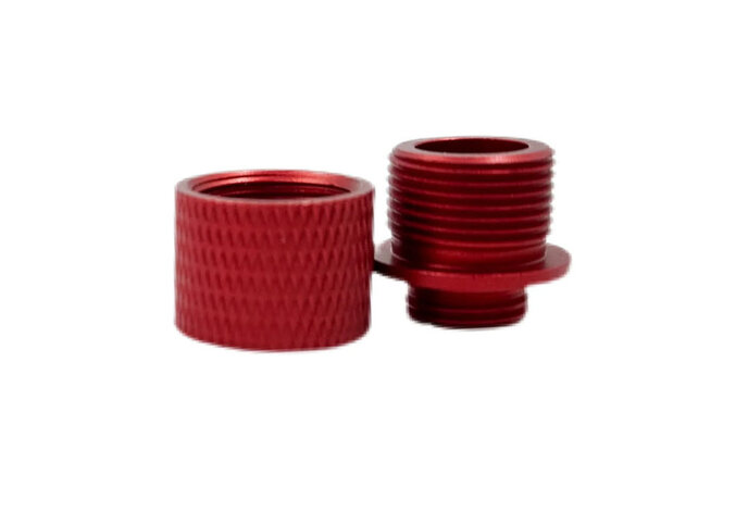 Unisoft 11mm CW to 14mm CCW thread adapter with cover, knurled