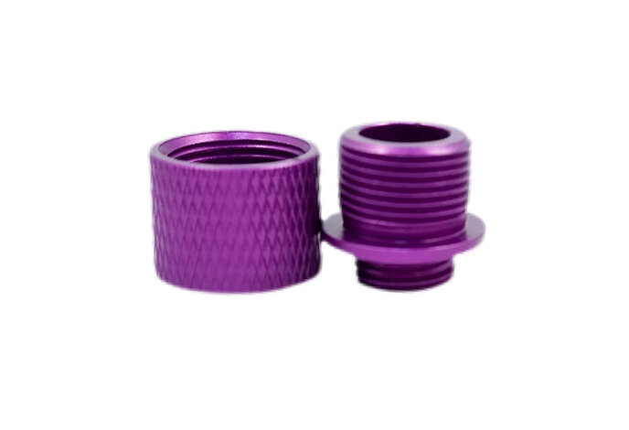 Unisoft 11mm CW to 14mm CCW thread adapter with cover, knurled