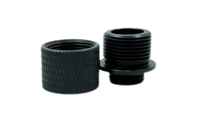 Unisoft 11mm CW to 14mm CCW thread adapter with cover, knurled