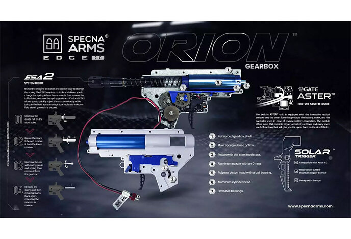 Specna Arms SA-E23 E2 M4 AEG Rifle EDGE 2.0 Series M4 M-LOK SBR Black