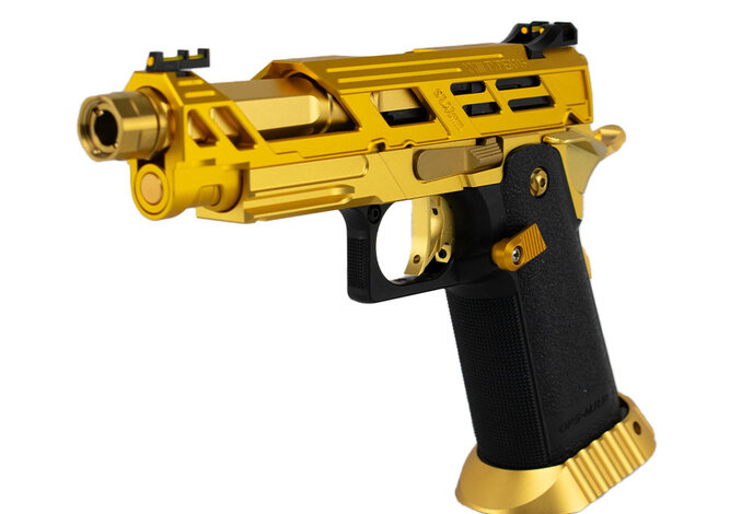 AEX Custom MINI JEFE – Tokyo Marui Hi Capa 4.3 GBB Pistol w/ EDGE & Dr. Black Upgrades, Gold