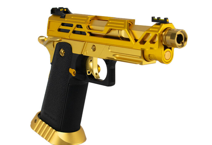 AEX Custom MINI JEFE – Tokyo Marui Hi Capa 4.3 GBB Pistol w/ EDGE & Dr. Black Upgrades, Gold