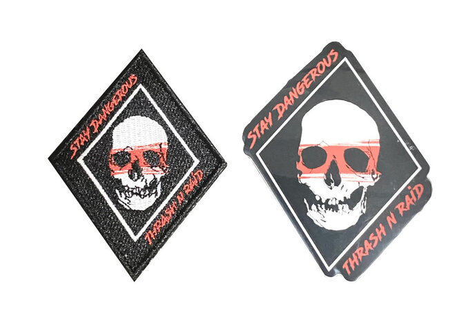 Tactical Outfitters Thrash-N-Raid STAY DANGEROUS Morale Patch and Sticker Set