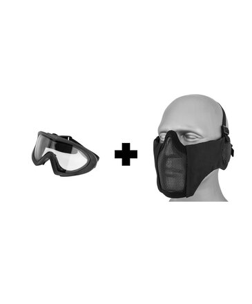 WoSport Valken Kilo Thermal Goggles + Wosport Steel Mesh Nylon Padded Lower Face Mask with Ear Protection Combo