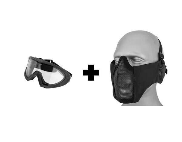 WoSport Valken Kilo Thermal Goggles + Wosport Steel Mesh Nylon Padded Lower Face Mask with Ear Protection Combo
