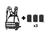 Wosport Lightweight SPC Tactical Chest Rig + 3x Tiger Kangaroo Pouch Combo