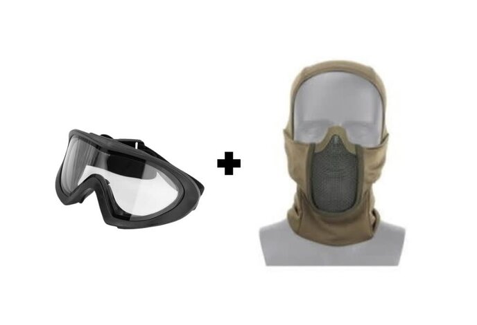Valken Kilo Thermal Goggles + Wosport Steel Mesh Shadow Fighter Balaclava Combo